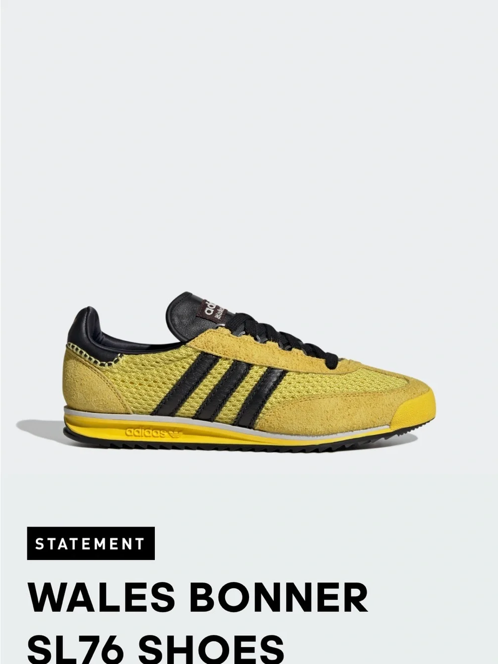 Wales Bonner x adidas Yellow and Black Sneakers